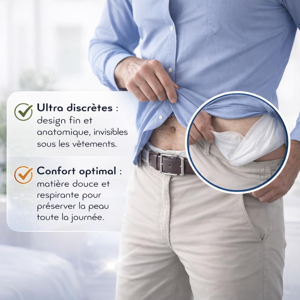 120 Protections Urinaires pour Homme – Super Absorption – (Pack Économique) – Protection Incontinence Masculine Discrète et Confortable