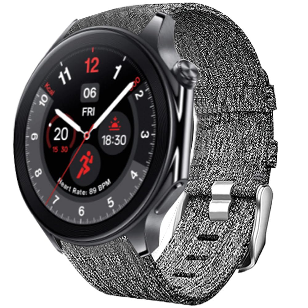 Lamshaw Compatible with OnePlus Watch 3 Bands, Breathable Nylon Woven Fabric Replacement Accessory Strap Compatible with OnePlus Watch 3, 2 46mm / 1
