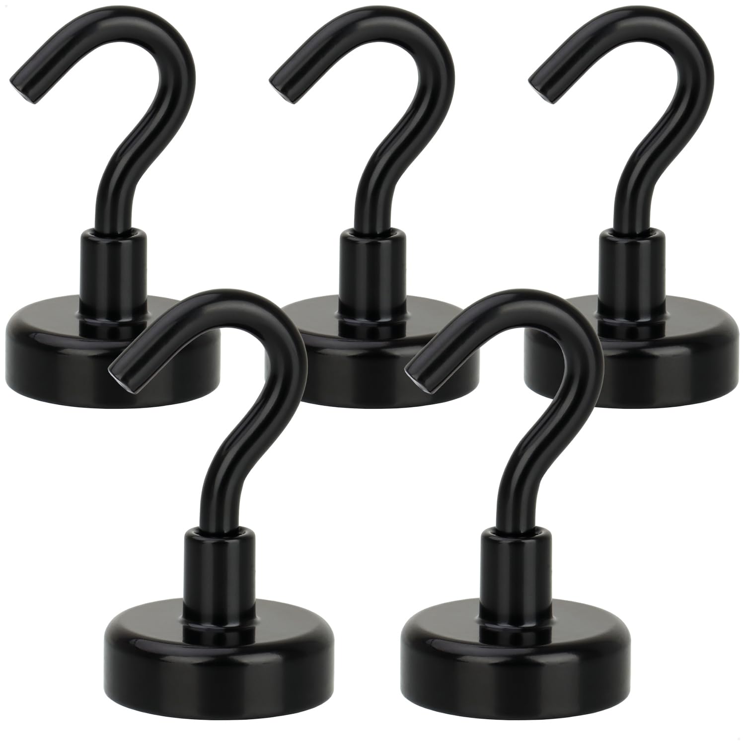 com-four® 5 Ganci magnetici al neodimio da 5 kg - Potente Magnete da Officina con Gancio 38 x 15 mm - per Cucina, Bagno, Garage o Ufficio - Gancio Appendiabiti con Magnete al neodimio