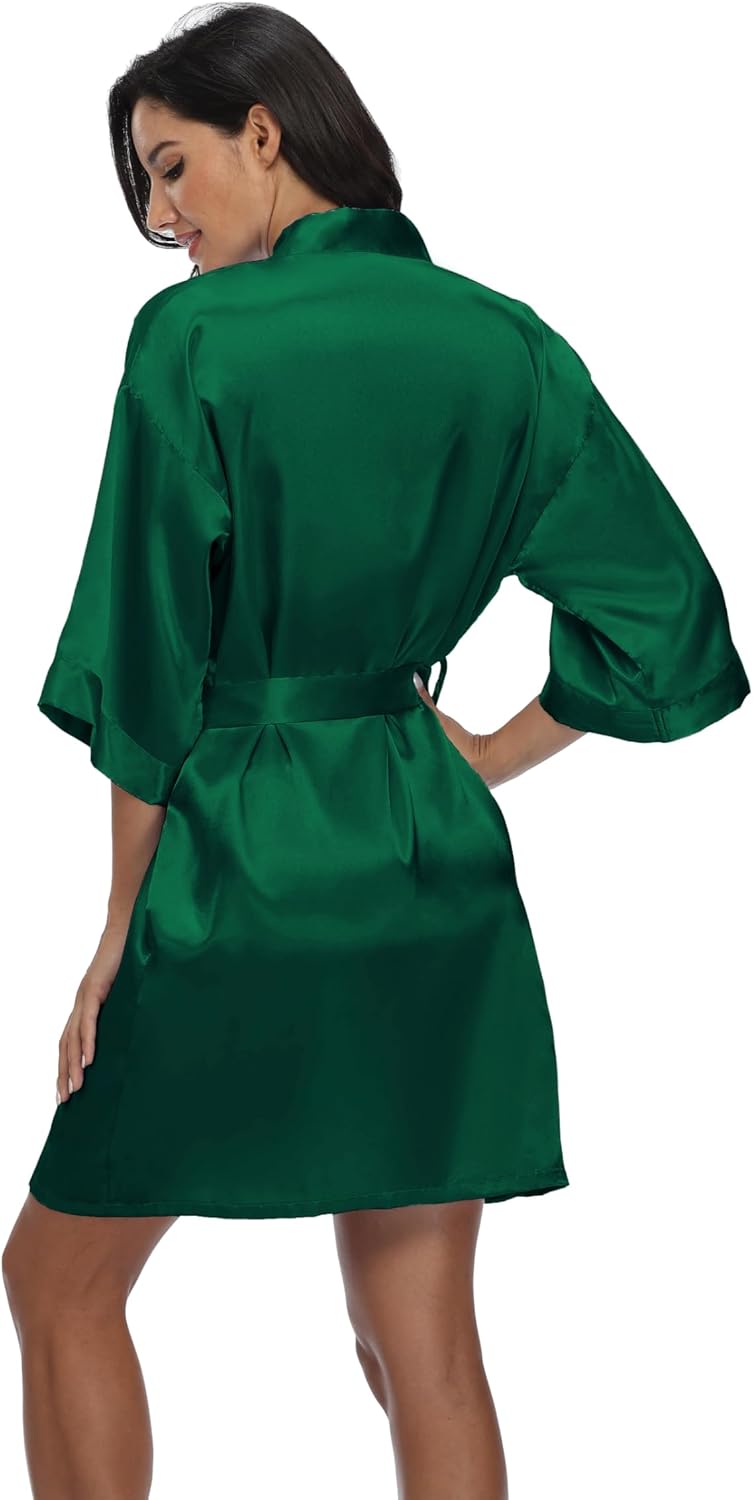 Women's Pure Short Silky Robes Bridesmaid Bride Party Satin Robes Sleepwear - Image 6
