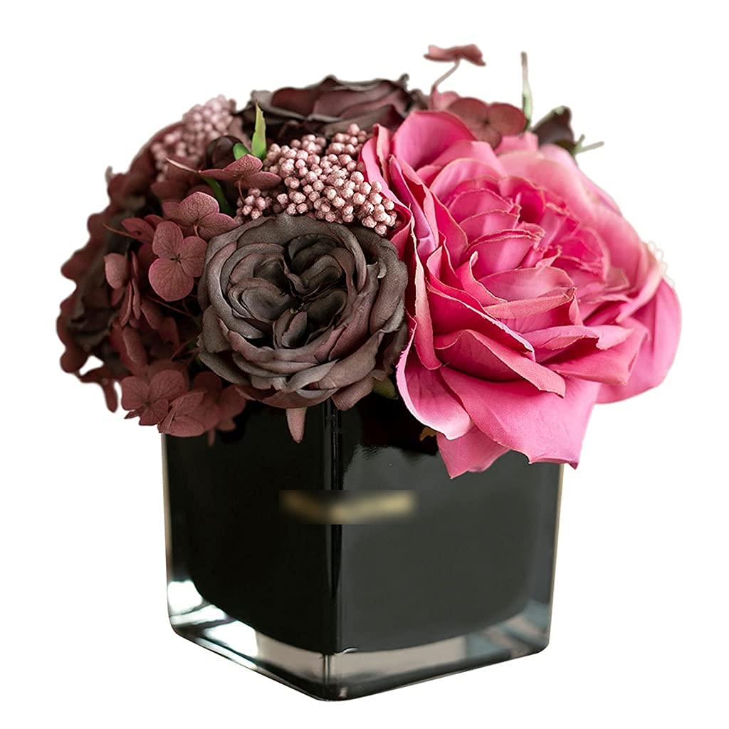 XDLEDMKIZ Artificial Flowers Artificial Flower Rose Flower Potted Ornaments Artificial Flower Bedroom Bedside Table Bathroom Living Room Office Hotel Realistic Decoration Fake