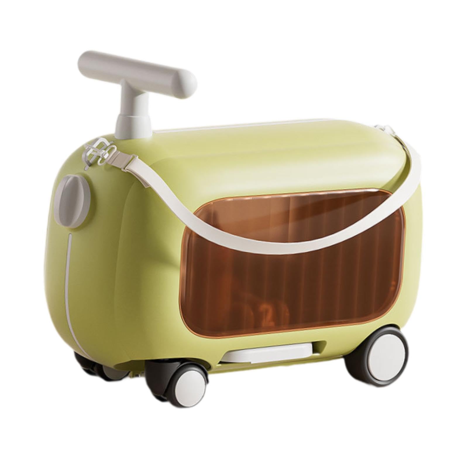 Valigia Da Cabina per Bambini con Seduta Integrata con Ruote Cinghia Regolabile E Scomparto Trasparente Adatto per Aereo con, Verde