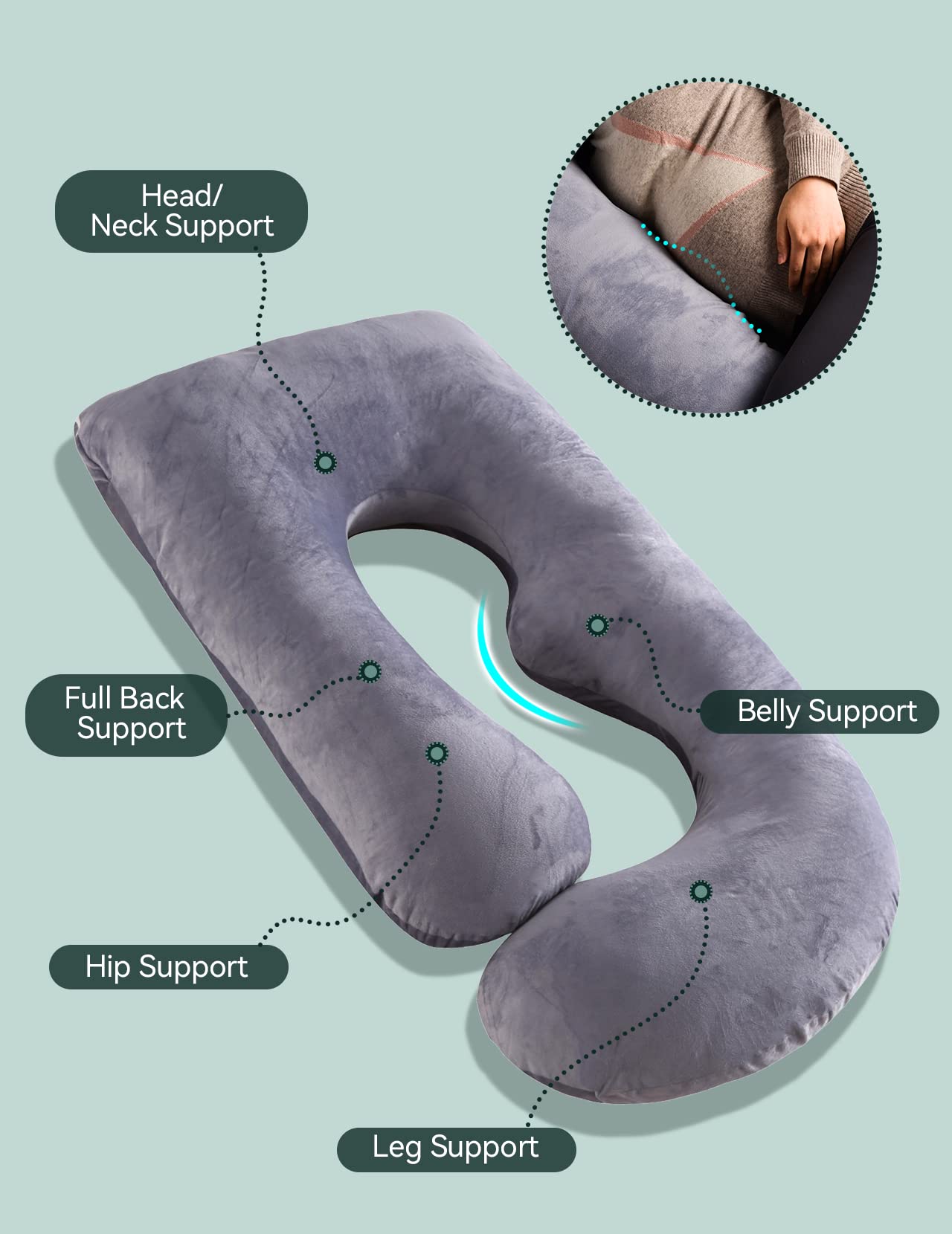 Momcozy Pregnancy Pillows, U Shaped Full Body Maternity Pillow with