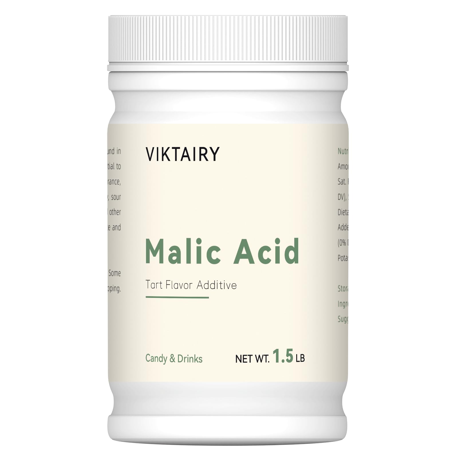 Viktairy 1.5 LB Malic Acid, Food Grade Malic Acid Powder Tart Flavor for Making Sour Candy, Sour Gummy Bears, Drinks, Juice, Baking, Wine
