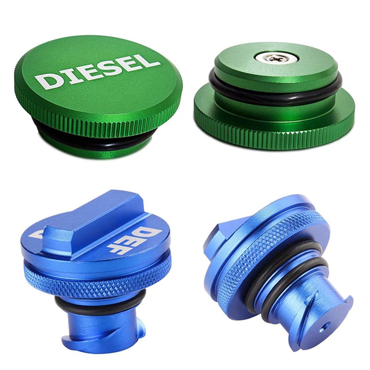 Vinkki Magnetic Diesel Fuel Cap for Dodge, Billet Aluminum Diesel Fuel Cap Accessories and Blue DEF Cap for Dodge Ram Truck 1500 2500 3500 (2013-2017) Combo Pack