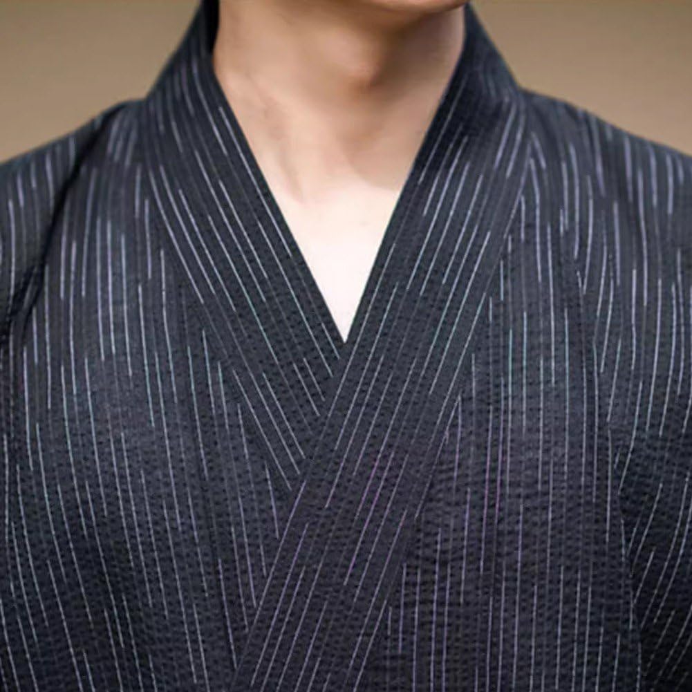 Kimono Japonés Tradicional Yukata para Hombre, Larga Yukata, De Baño Suelta con Cinturón para Sauna En Casa, Cosplay