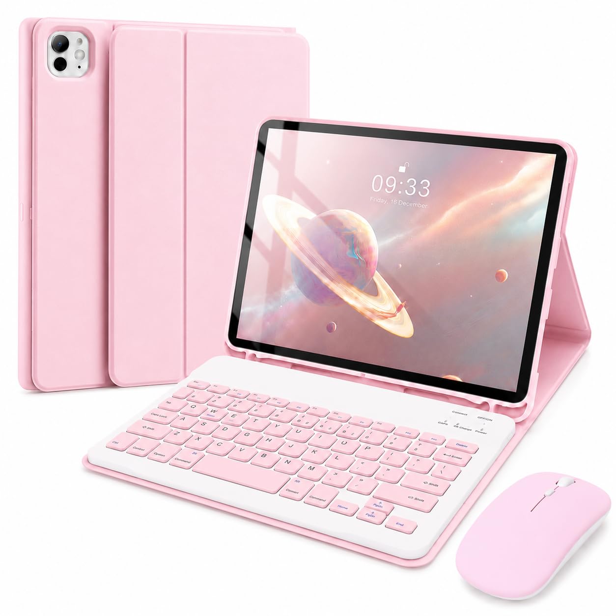 SOPPY Keyboard Case with Mouse for iPad Air 11-inch (M3 2025 / M2 2024) &amp; Air 5th/4th Gen &amp; iPad Pro 11 inch (1st/2nd/3rd/4th Gen), Detachable Bluetooth Keyboard Cover, Rechargeable, Pink