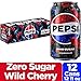 Pepsi Zero Sugar Cola Soda, Wild Cherry, 12 Fl Oz Cans (Pack of 12)