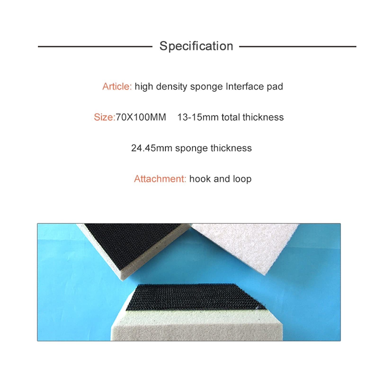 Almohadilla de Pulido 5 UNIDS Cojín de Interfaz de chaflán de Alta Densidad Rectangular 7PCS 70 * 100 mm Padio de Esponja de lijadora Hancha de protección y Bucle abrasivo