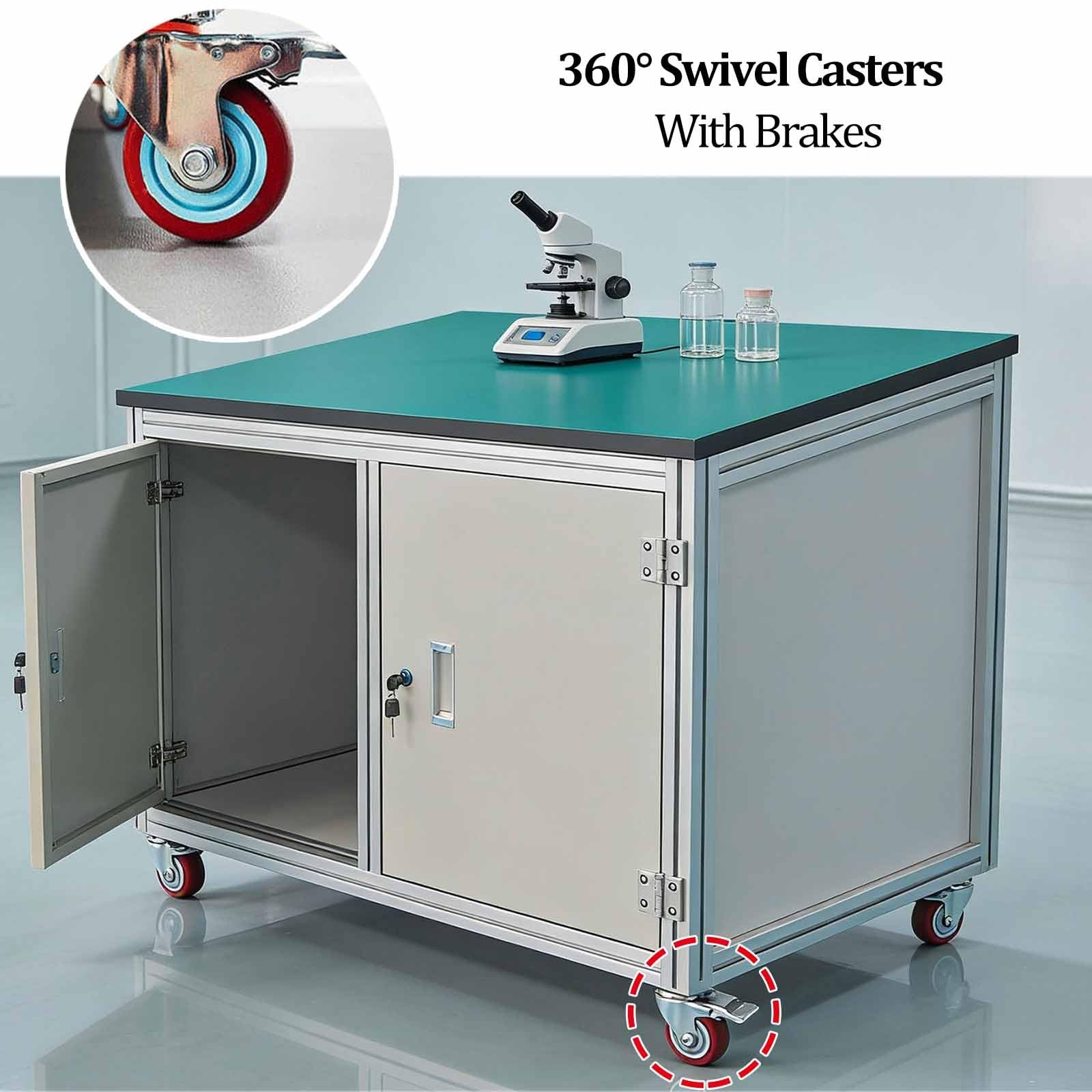 Banco de laboratorio móvil antiestático, mesa de trabajo de aleación de aluminio resistente de 3 niveles con ruedas para lugar de trabajo, hogar, garaje