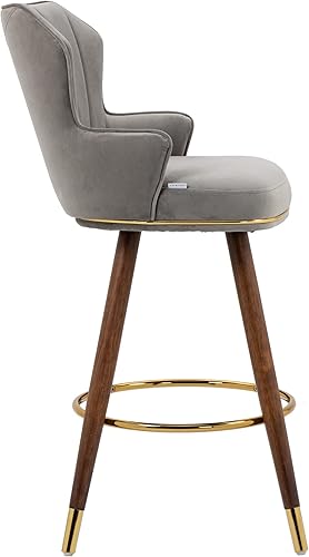 Miniatura 5 de MOONMISS Juego de 2 taburetes de bar, sillas de bar de terciopelo con patas de madera, taburetes de bar de 27.95 pulgadas de altura de mostrador con