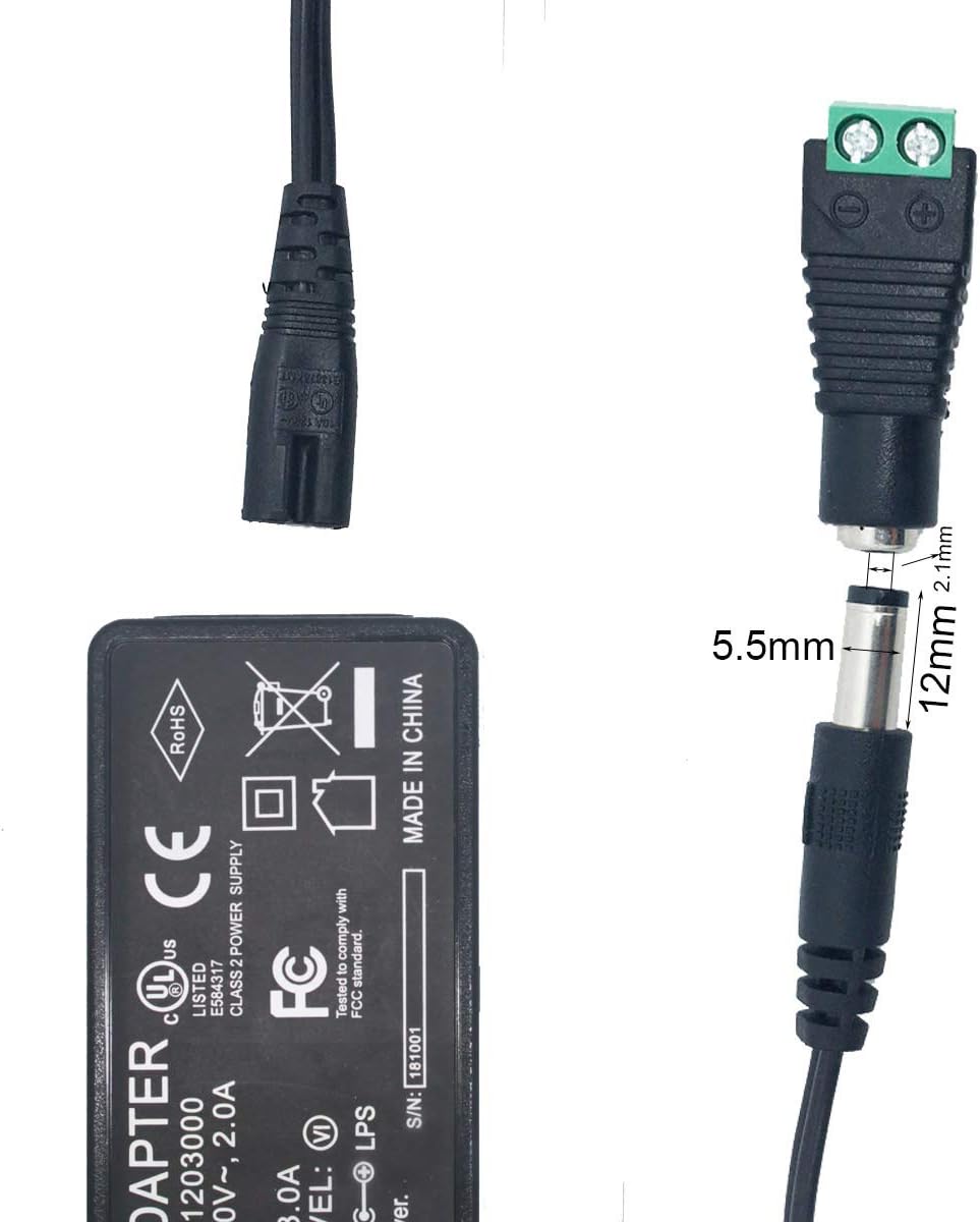 Litever Power Supply, LED Transformer, 12VDC 3 Amps,110VAC to 12V DC, Max Output 3A, 36W. Standard 110VAC US Input Plug, 5.5mm x2.1mm Output Connector, for LED Light Strip and More