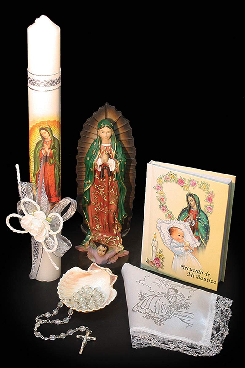Lito SB3630 Virgin Mary Spanish Baptism Candle Set