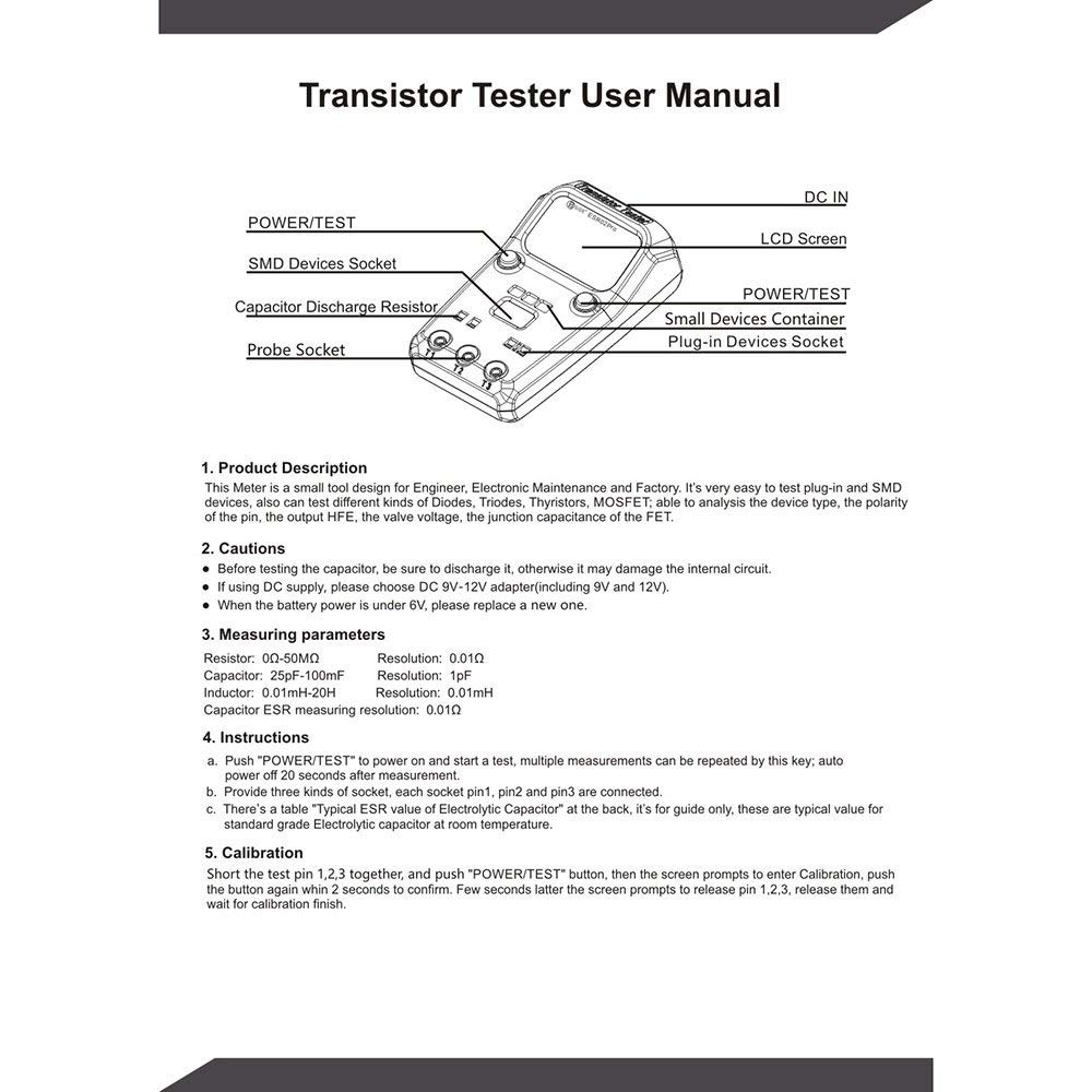 Tester di Transistor Multiuso Tester di resistore di capacità a triodo diodo Mos/PNP/NPN Tester SMD ESR02 PRO