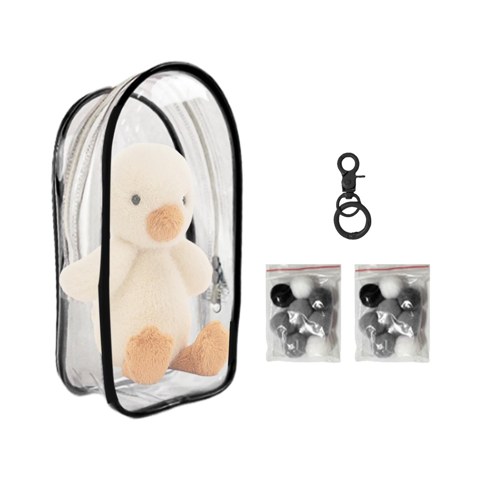Shenrongtong Estuche de Transporte para muñecas, Estuche Transparente para Llavero | Bolsa de Llavero de muñeca pequeña para exhibición de Figuras | Paquete de muñecas de algodón vacías con Bolas,