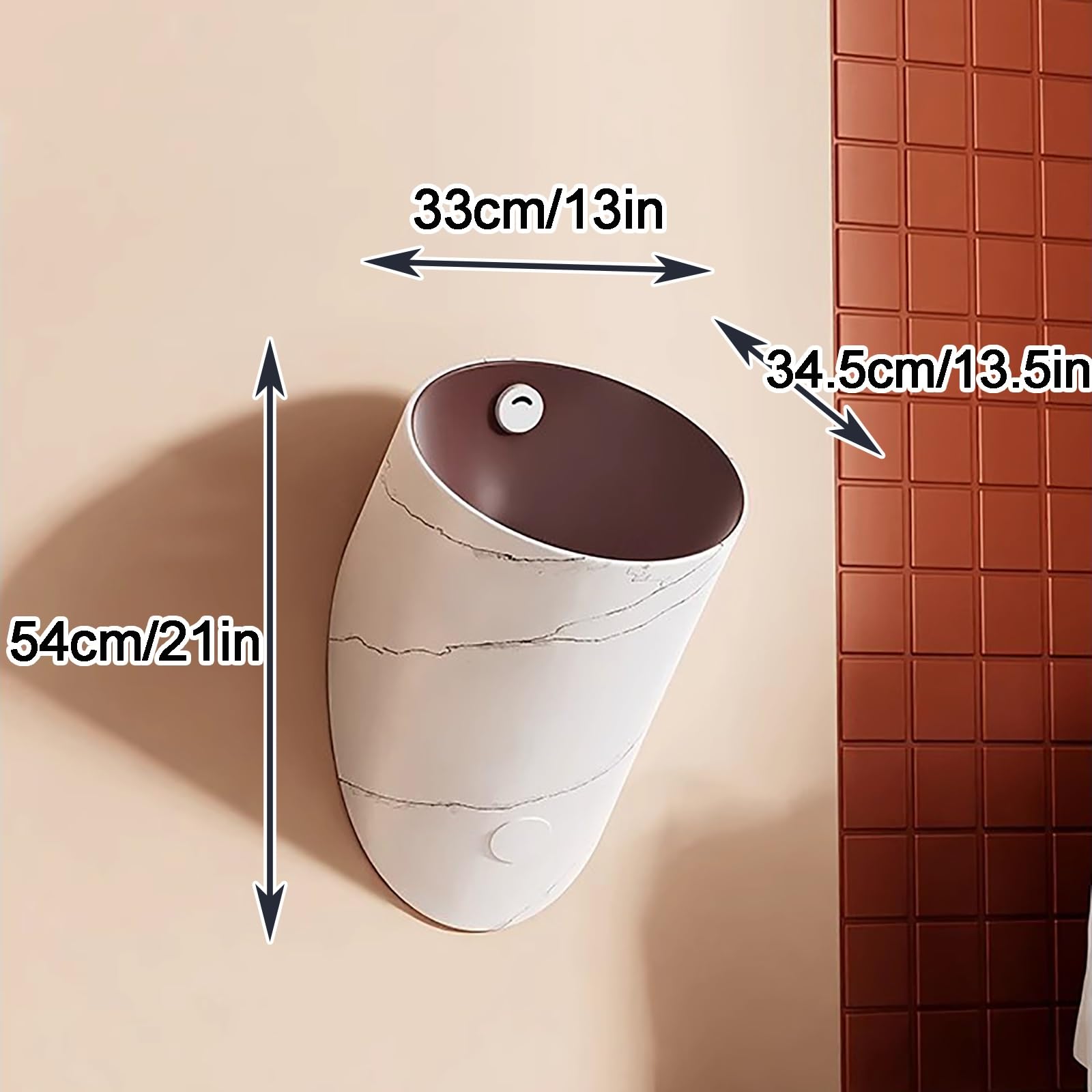 Męskie Urinale z Automatycznym Spłukiwaniem przez Czujnik Inteligentny, Muralne Urinale Ceramiczne Anti-Rozlania dla Mężczyzn, Wysokiej Efektywności Urinale Anti-Zapachowe