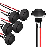 Vista 1 de APIELE Interruptor de botón momentáneo de 0.472 in Mini interruptor redondo impermeable 1A 250V AC SPST NO 2 Pin PBS-33B con cable pre-soldado 6