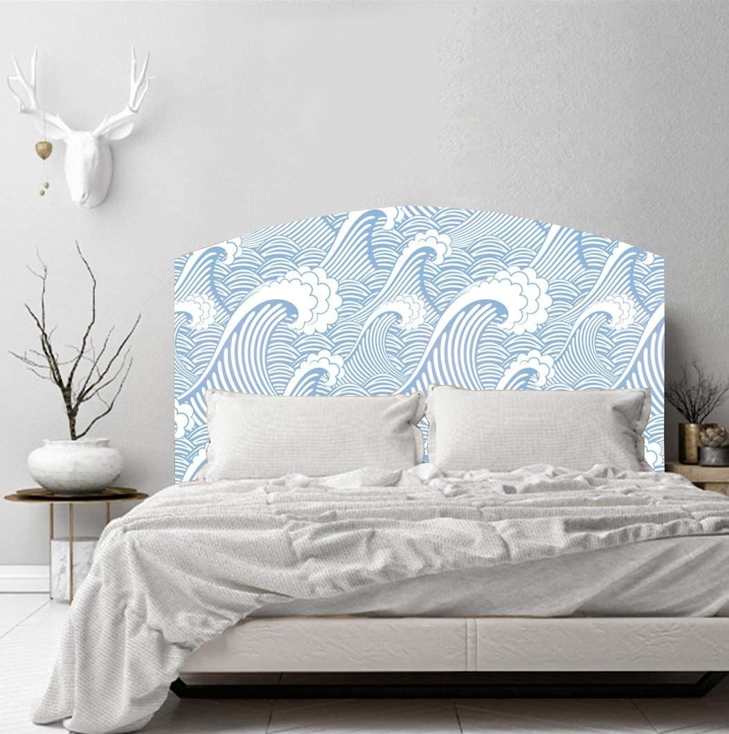 Birwall Peel and Stick Cute Blue Sea Water Waves Occean Waves Sea Spray Self Adehsive Wallpaper Wall Mural Contact Paper Wall Decor (17.7"x394")