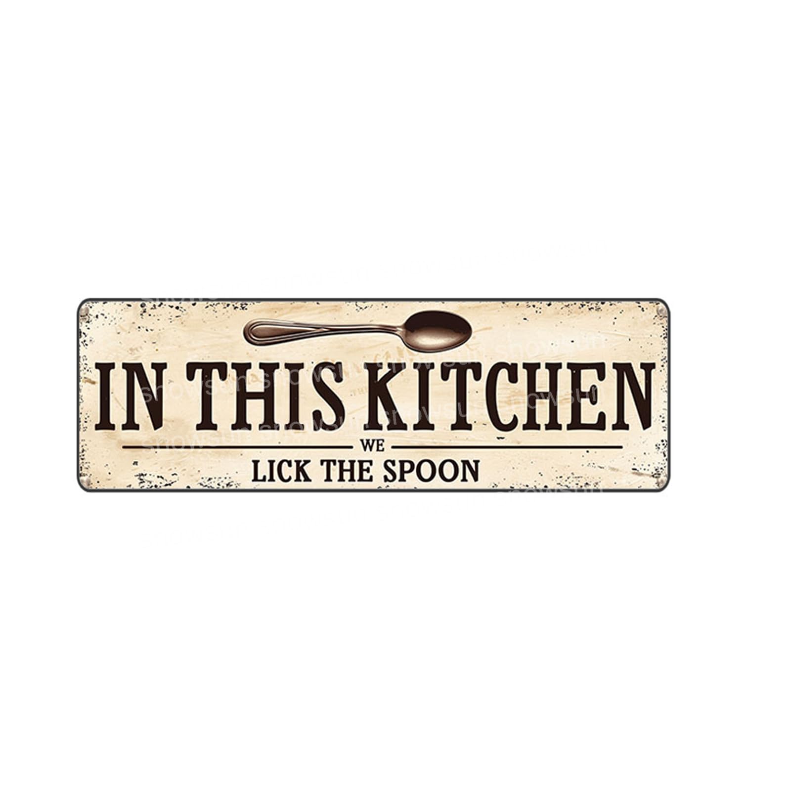 In This Kitchen We Lick The Spoon Vintage Metal Signs Retro Tin Sign For Home Bar Office Outdoor Garden Wall Decor 4x16 Inch