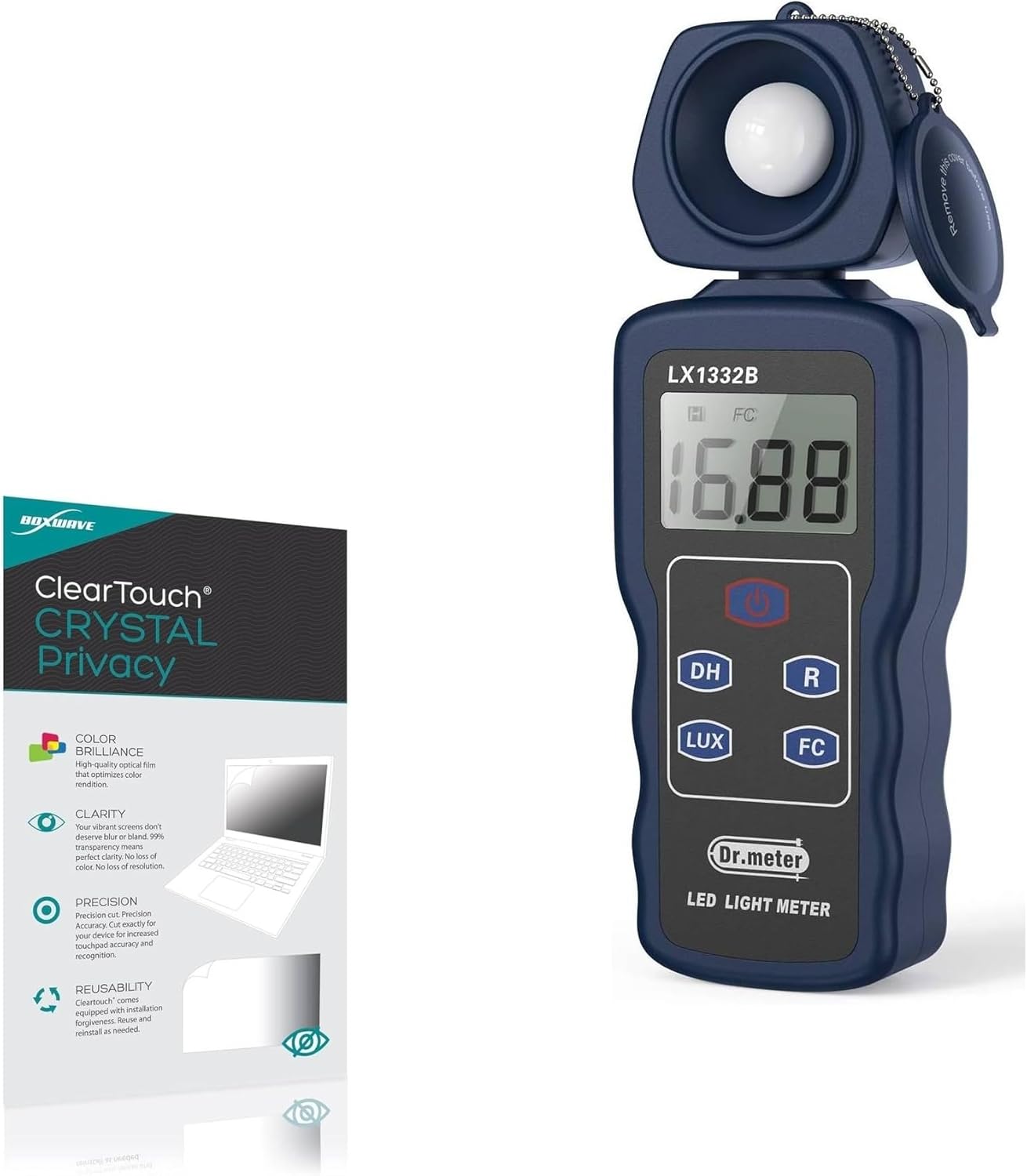 BoxWave Screen Protector Compatible with Dr.Meter Digital LED Light Meter 1332B - ClearTouch Crystal Privacy (2-Pack), Privacy Screen Protector Flexible Film Clear