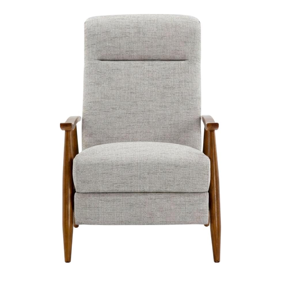 Performance Fabric Recliner with Wood Arms by Furnifact – Performance Fabric, Hardwood and plywood frame construction, Brown