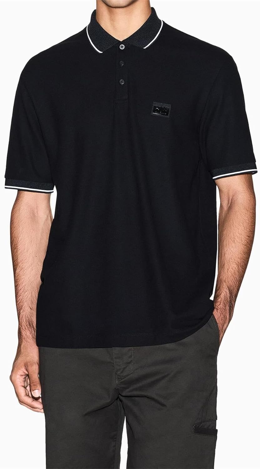 Armani Exchange Mens Night Lab Mercerized Cotton Piquet Polo - Image 2
