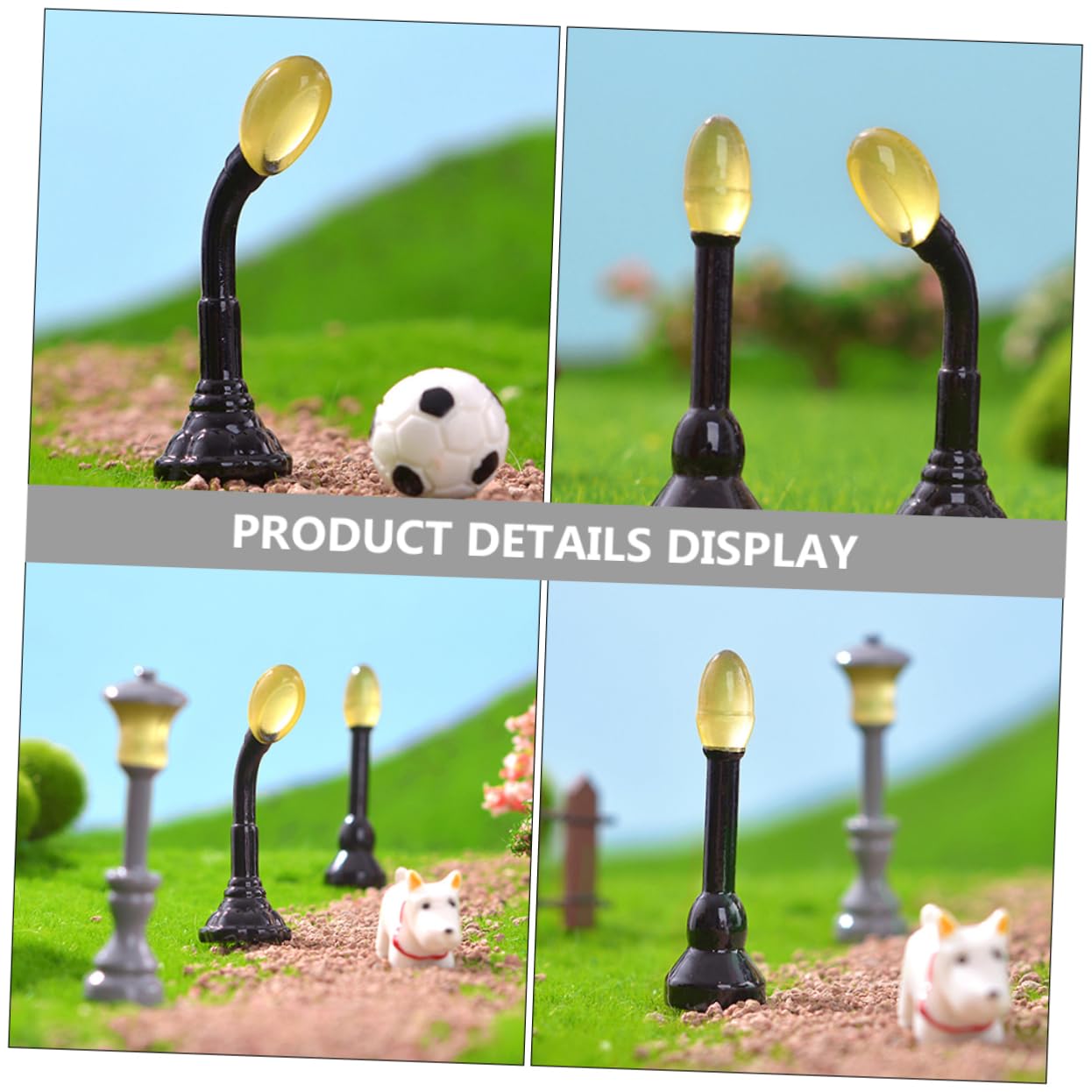 FAVOMOTO 9pcs Miniature Decorative Street Light Model for -landscape Decor Realistic Design for House Garden Scenery