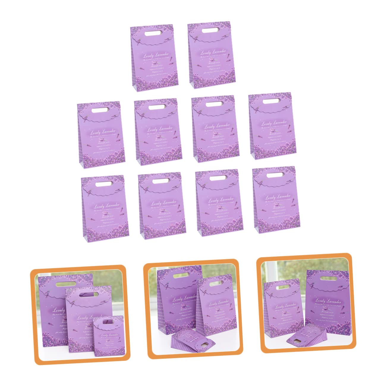 Lila Lavendel Tragetasche aus Papier 10 Stück, Geschenkpapiertüten