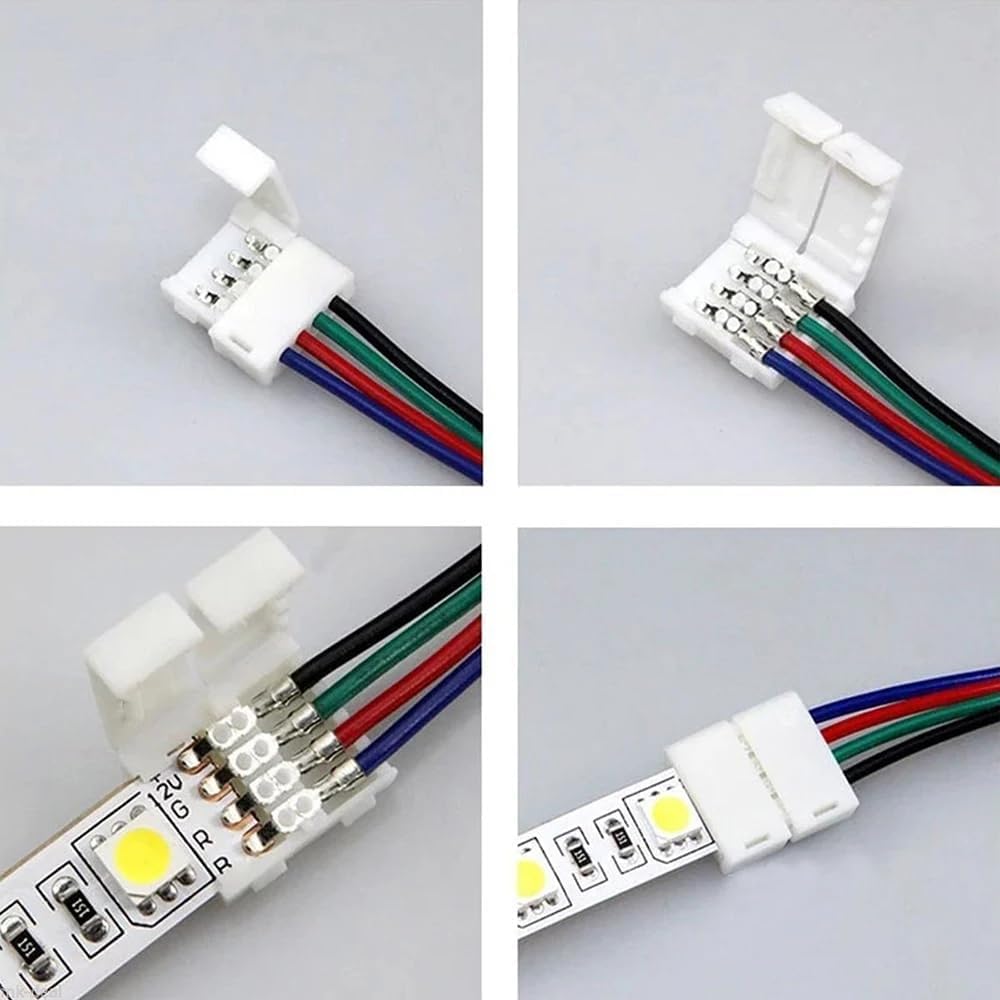 YAJIERUI 3528 5050 RGB LED strip light with 8mm wide strip to controller jumper, 4-pin rail lighting connector for DIY category - Image 3
