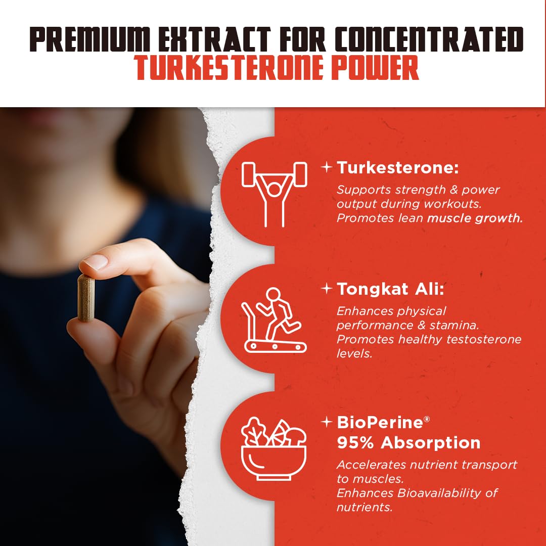 Old School Labs Testosterone Supplement for Men – Turkesterone, 120 Caps — Amazon image 4