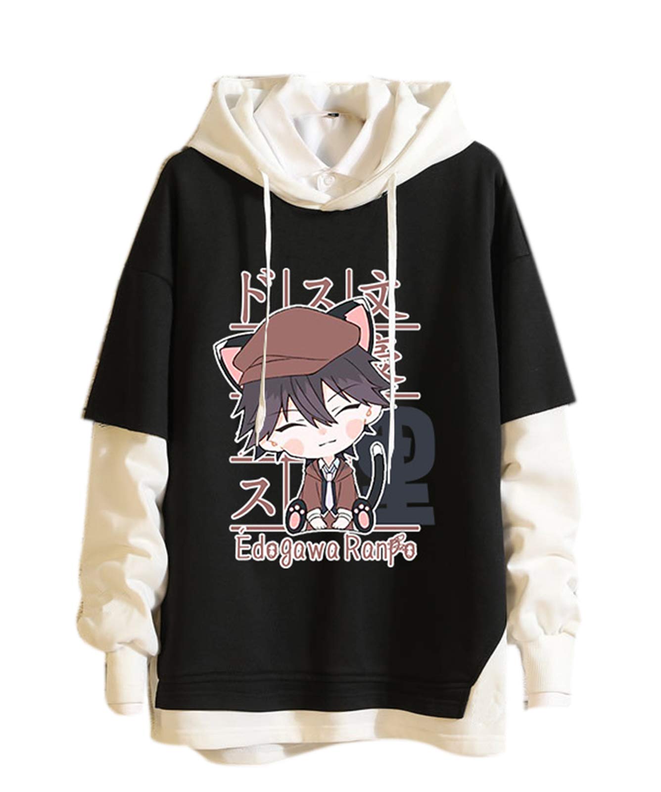 Bungo Stray Dogs Hoodie Unisex Japanese Anime Bungo Stray Dogs Dazai Osamu Nakahara Chuuya Cosplay Fake Two Hooded Sweatshirt