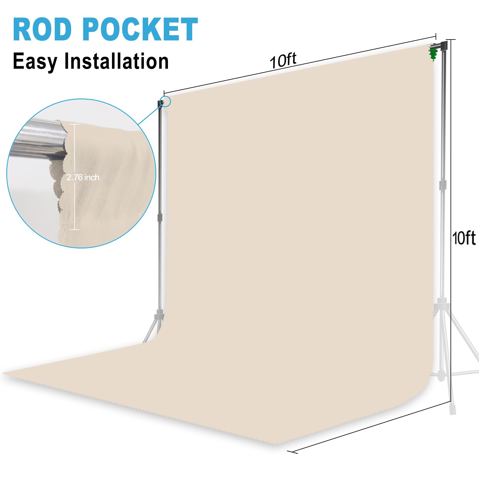 Beige Backdrop for Photoshoot, Professional Photo Backdrop Background Curtain for Product Photography?Portraits, Wedding, Party, Live Streaming Video Recording 10X10 FT (Background Only)