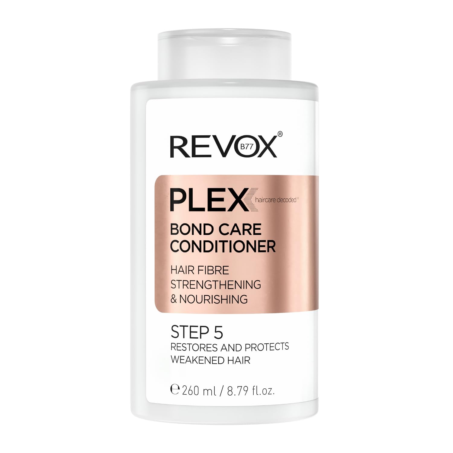 REVOX B77 - Plex Bond Care Conditioner Step 5, 260 ml, Repairing Hair Conditioner, Deeply Hydrates and Nourishes Hair Fibers, Protects and Prevents Hair Breakage, Enhances Color
