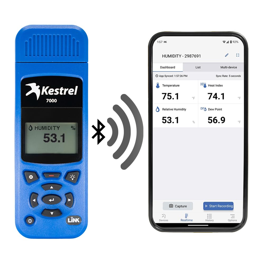 Kestrel 7000 Environmental Meter – Rugged Temperature & Humidity Monitor with Replaceable RH Sensor for Industrial, Lab & HVAC