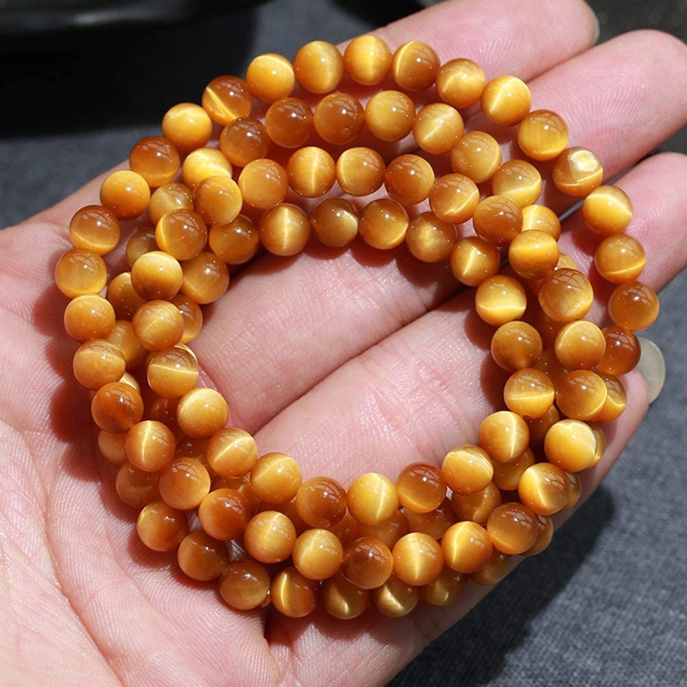Panzhu-Armband, buddhistischer Rosenkranz, 108 Tigerauge-Stein-Armband, 6 mm Gebetsperlen, mehrere Kreise, Mala, tibetisch-buddhistische Halsketteu2014Sammlungsebene (Farbe: Gelb, 6 mm)