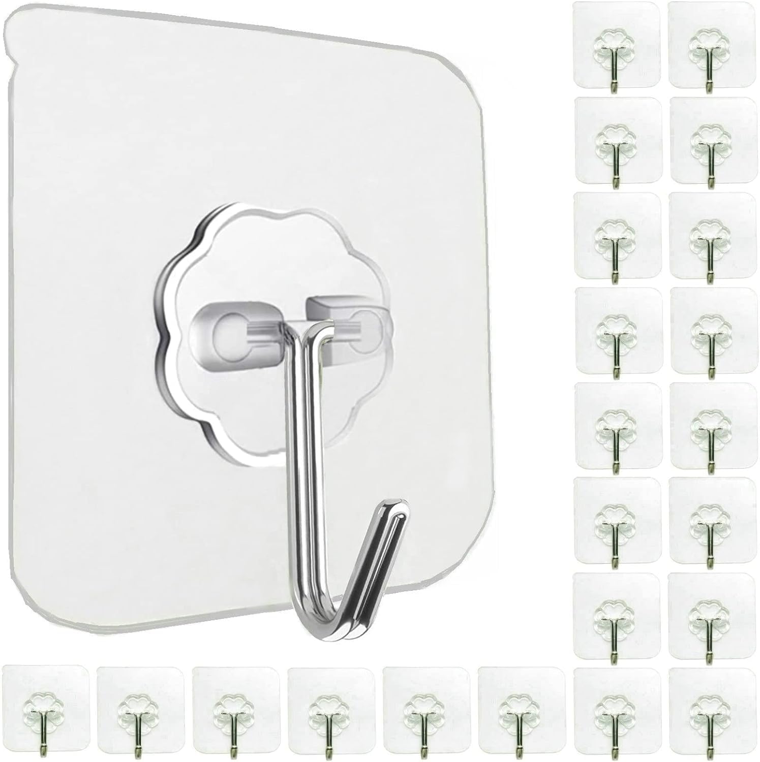 CYNFLEES Self Adhesive Wall Hooks (Pack of 25 Pcs) Plastic Heavy Duty Hooks for Hanging 10KG (Max) Magic Stickers Hooks Seamless Transparent Adhesive Hook (Flower Hook - 25 PCS) (B0DBJ97V3M) Amazon Price History, Amazon Price Tracker