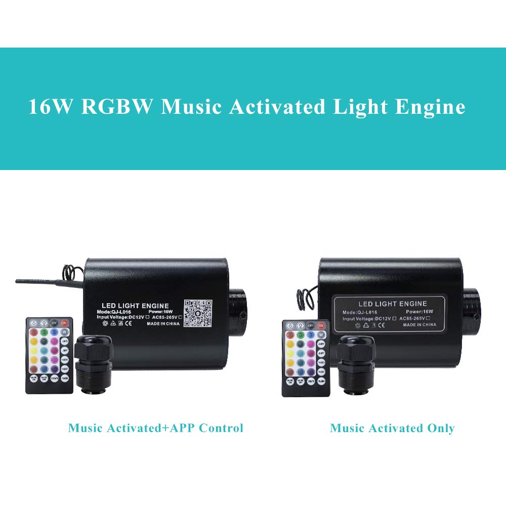 16W Fiber Optic Lights Kit, with Music Activated/Twinkle/Twinkle and Music Activated+App Function (Customization)