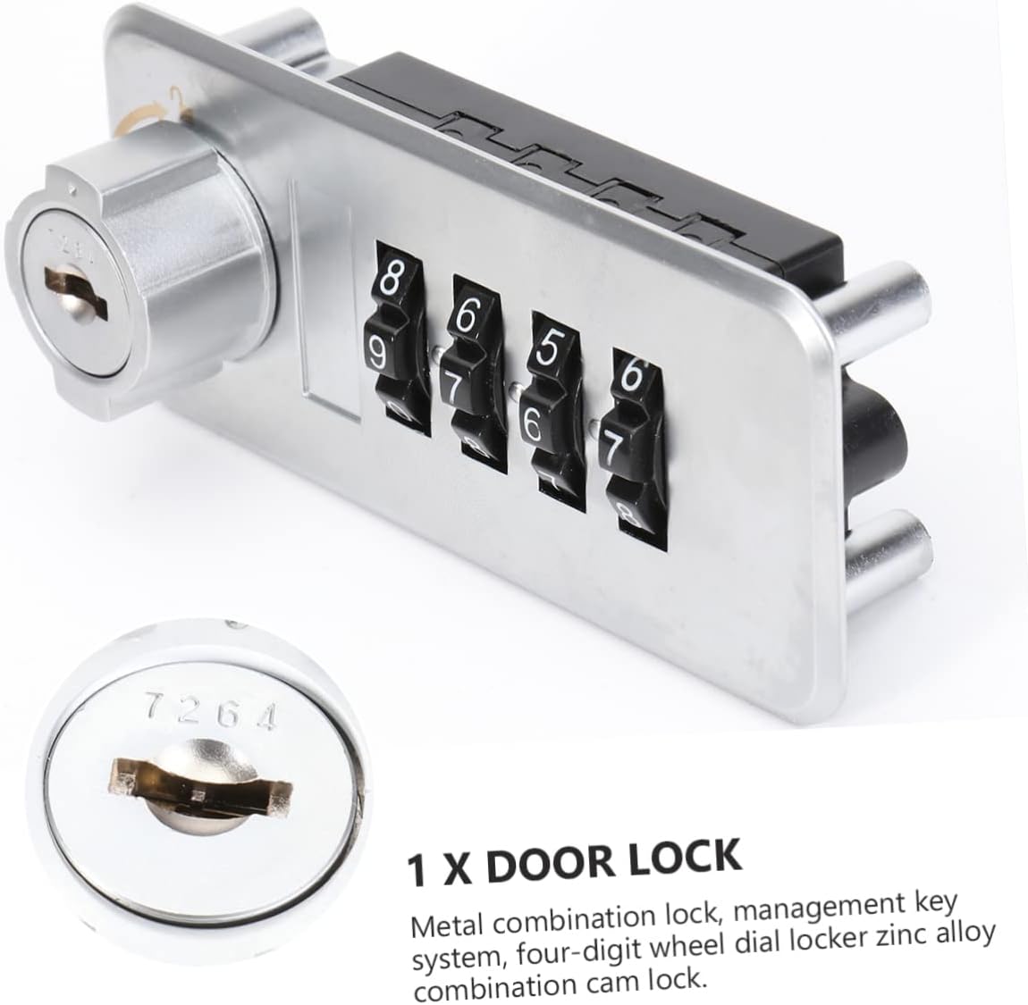 Lurrose Security Cylinder Combination Dial Code Camlock Silver Metal Password Lock for Cabinets and Mailboxes Easy to Install Backup Key for Convenience