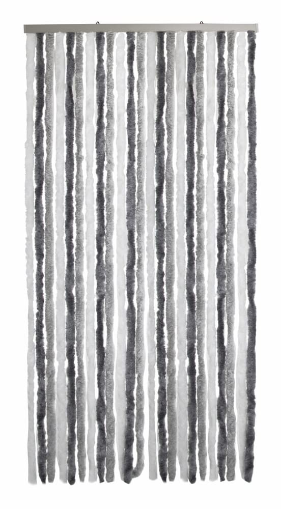 VERDELOOK | Tenda Ciniglia da Sole 100x220 cm, Bianco e Grigio, Fili: 24, Tenda per Porta Anti-Insetti e Anti Luce
