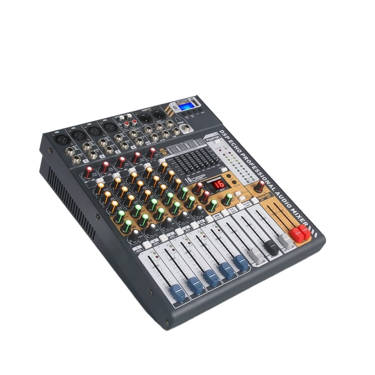 6-kanałowy mikser Dj Consoler z zasilaniem fantomowym 48 V USB do nagrywania sceny