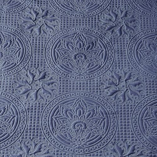 Qucover Oversized King Bedspread 128x120, Soft Microfiber King Size Bedspread Oversized, 3 Piece Ultrasonic Quilting Persian Pattern California King Quilt Set, Navy Blue