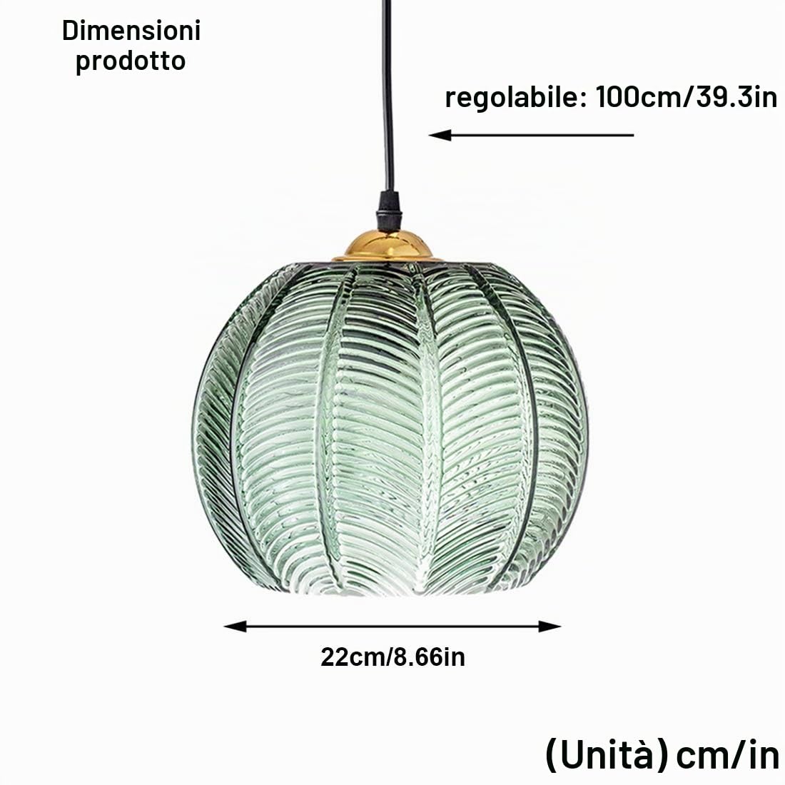 Lampada a Sospensione in Vetro Paralume Verde Illuminazione a Soffitto Moderna Lampada Art Deco in Vetro Soggiorno Sala da Pranzo Camera da Letto Cucina Isola Lampada a Sospensione per Intern (22cm)