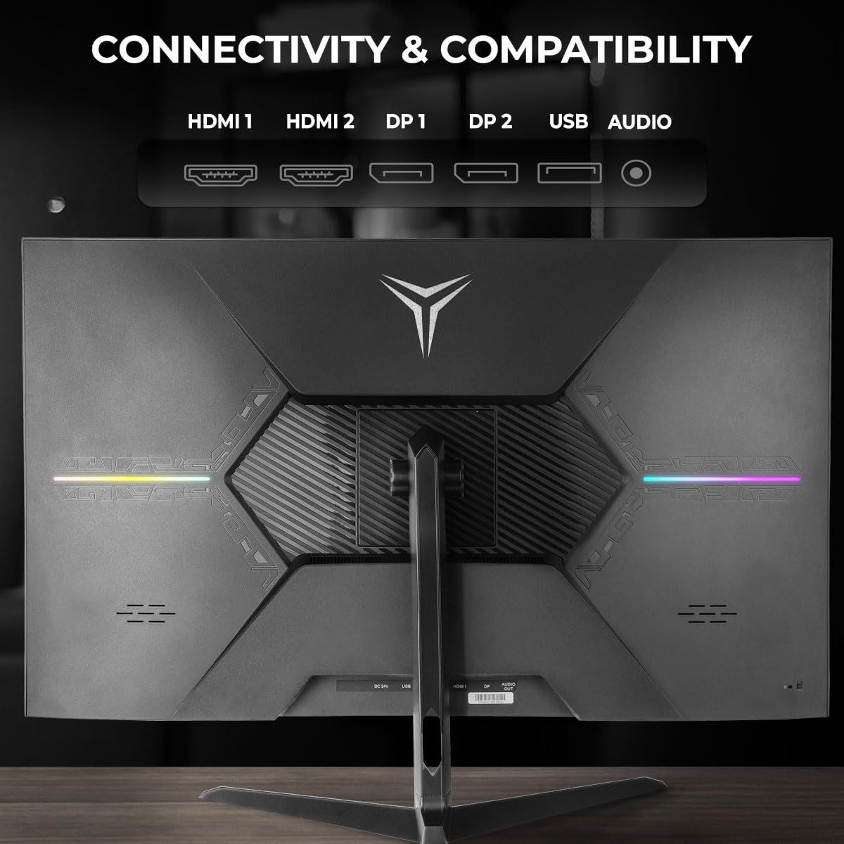 YEYIAN Monitor Plano Gaming 32” 4K UHD HDR | 3840x2160 | IPS | View 178° | 1000:1 | 60 Hz | 16:9 | 1 Billon Colores | Respuesta 4 ms | NVIDIA G-Sync AMD FreeSync | Altavoces | VESA | DP/HDMI/USB