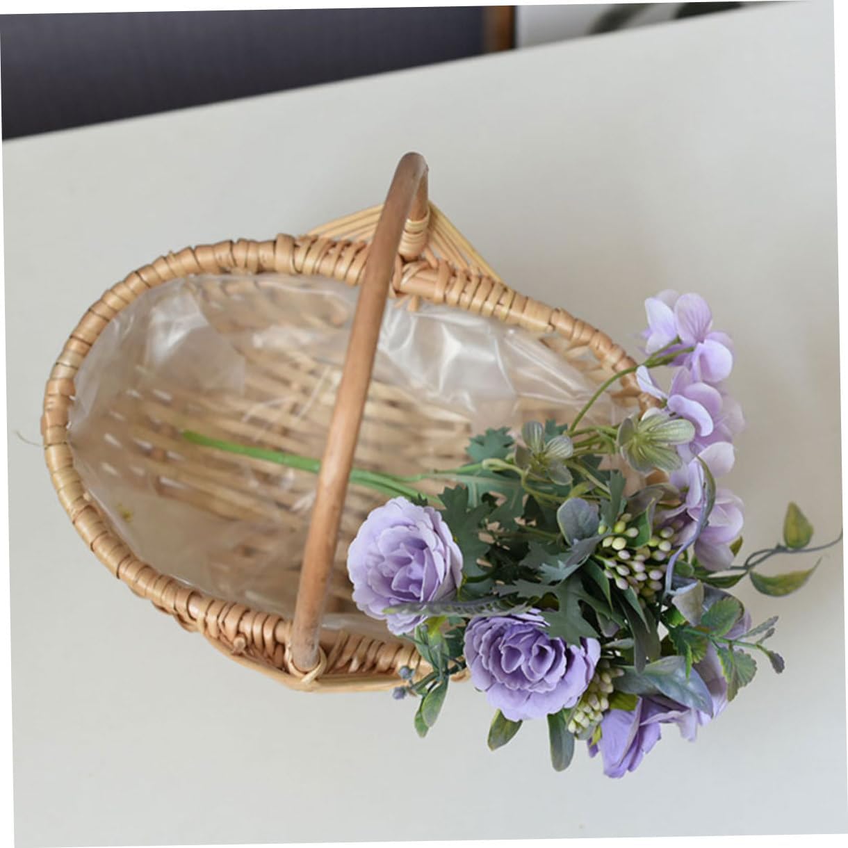 Multipurpose Handwoven Wicker Flower Basket with Handle for Wedding Flower Rustic Decorative Basket for Proposals Banquets and Home Lightweight and Compact Design