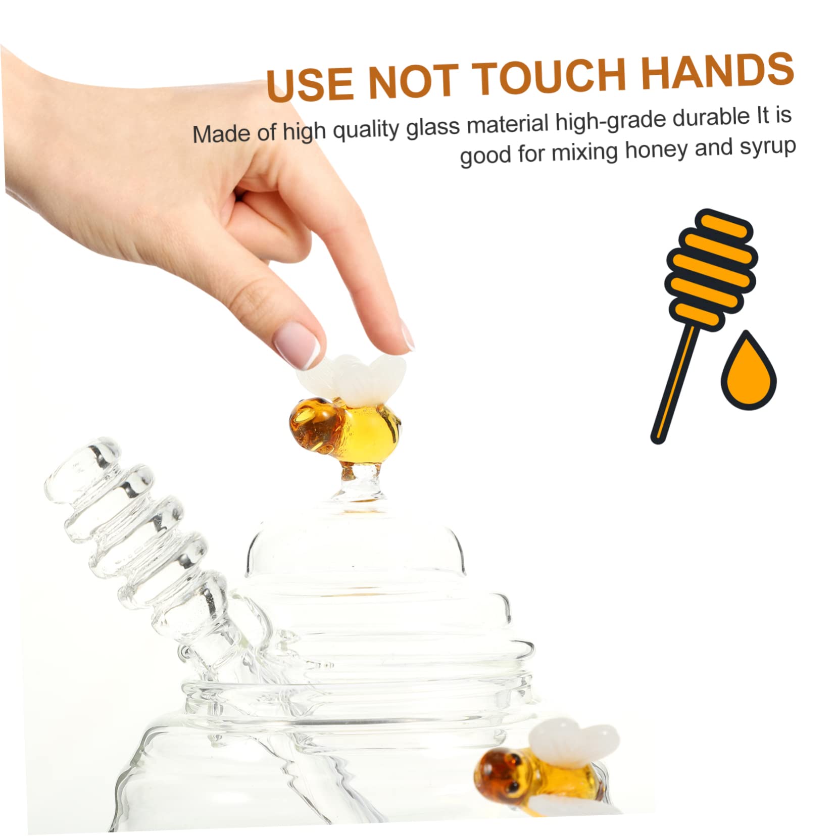 FONDOTIN 1Set Glass Honey Dispenser with Dipper for Syrup Storage Transparent Honey Container for Easy Pouring and Mixing the Kitchen