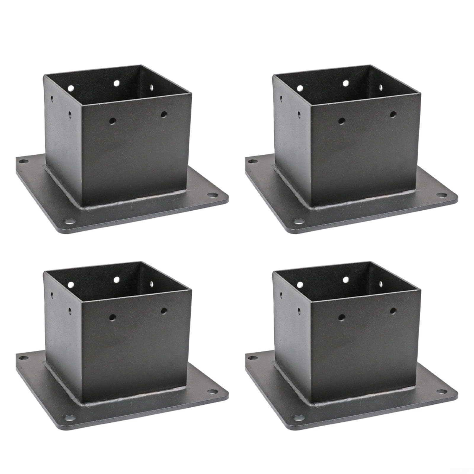 Support de poteau 10x10 cm lot de 4 ancrages en acier noir pour pergola et terrasse en bois