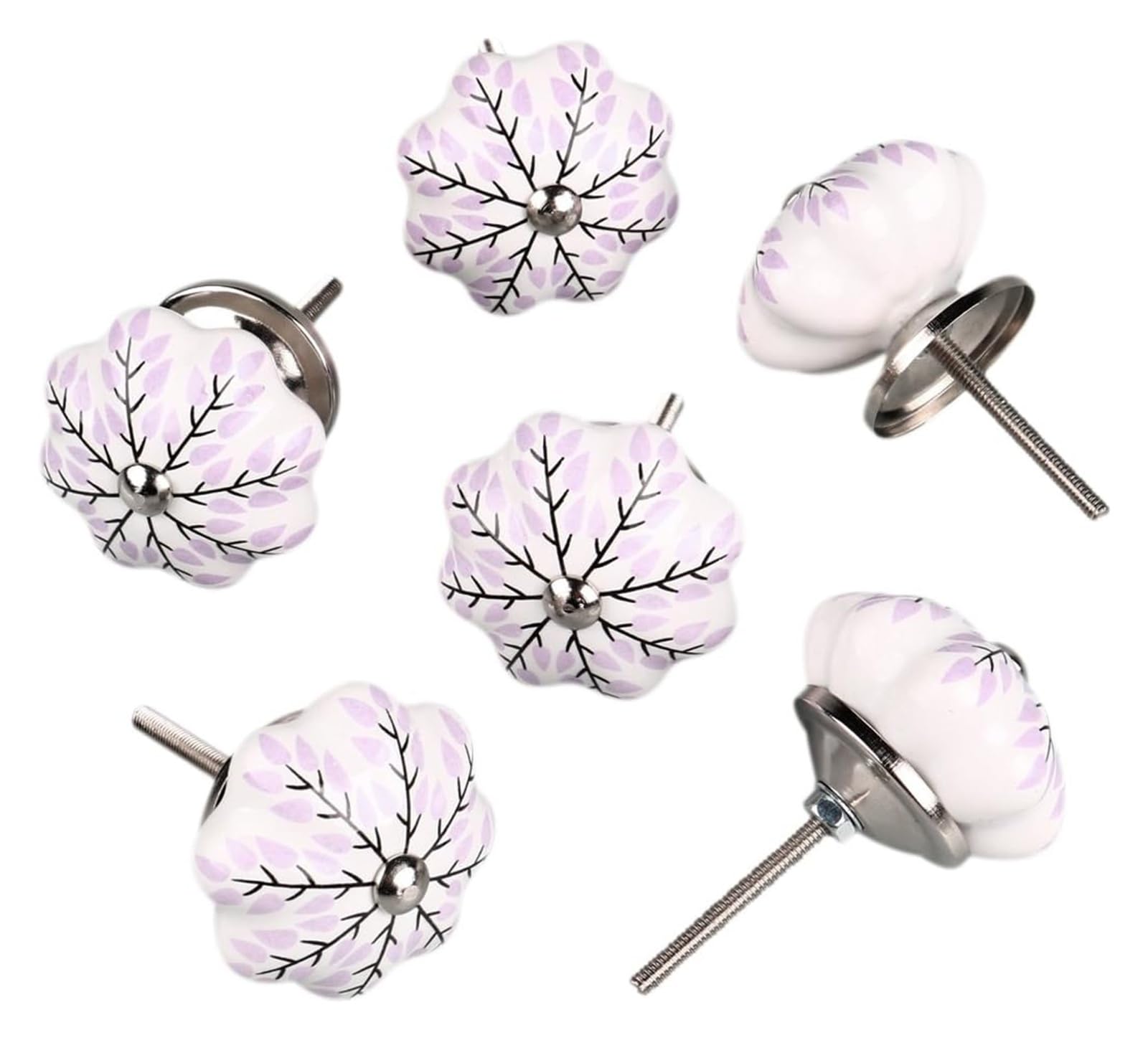 Bouton en céramique exquis lot de 6 poignées vintage blanches style citrouille pour armoire