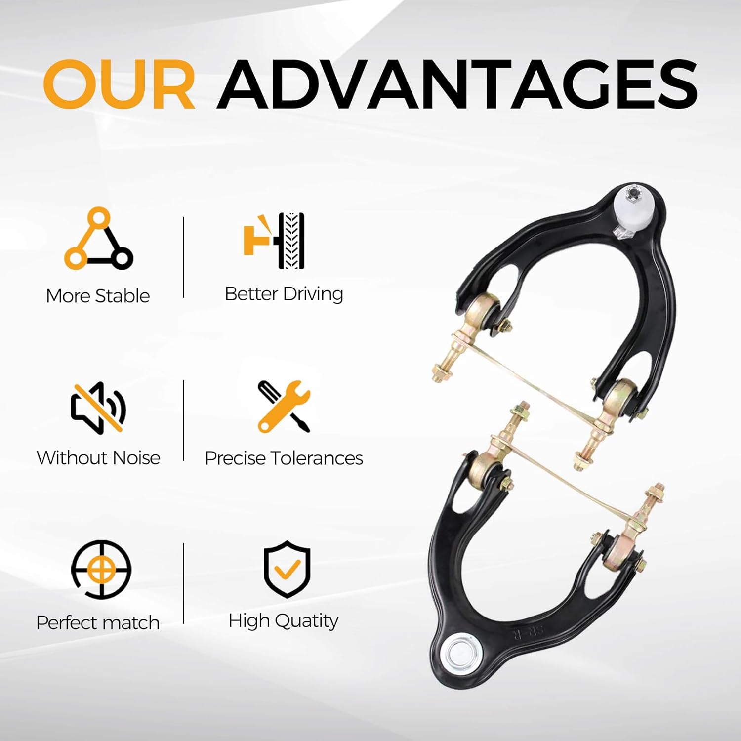 MACEL 2 Pcs Front Upper Control Arm Assembly with Ball Joint Compatible with 1992-1995 Honda Civic, 1993-1997 Honda Civic del Sol, 1994-2001 Acura Integra, K90448 K90449 Left Right