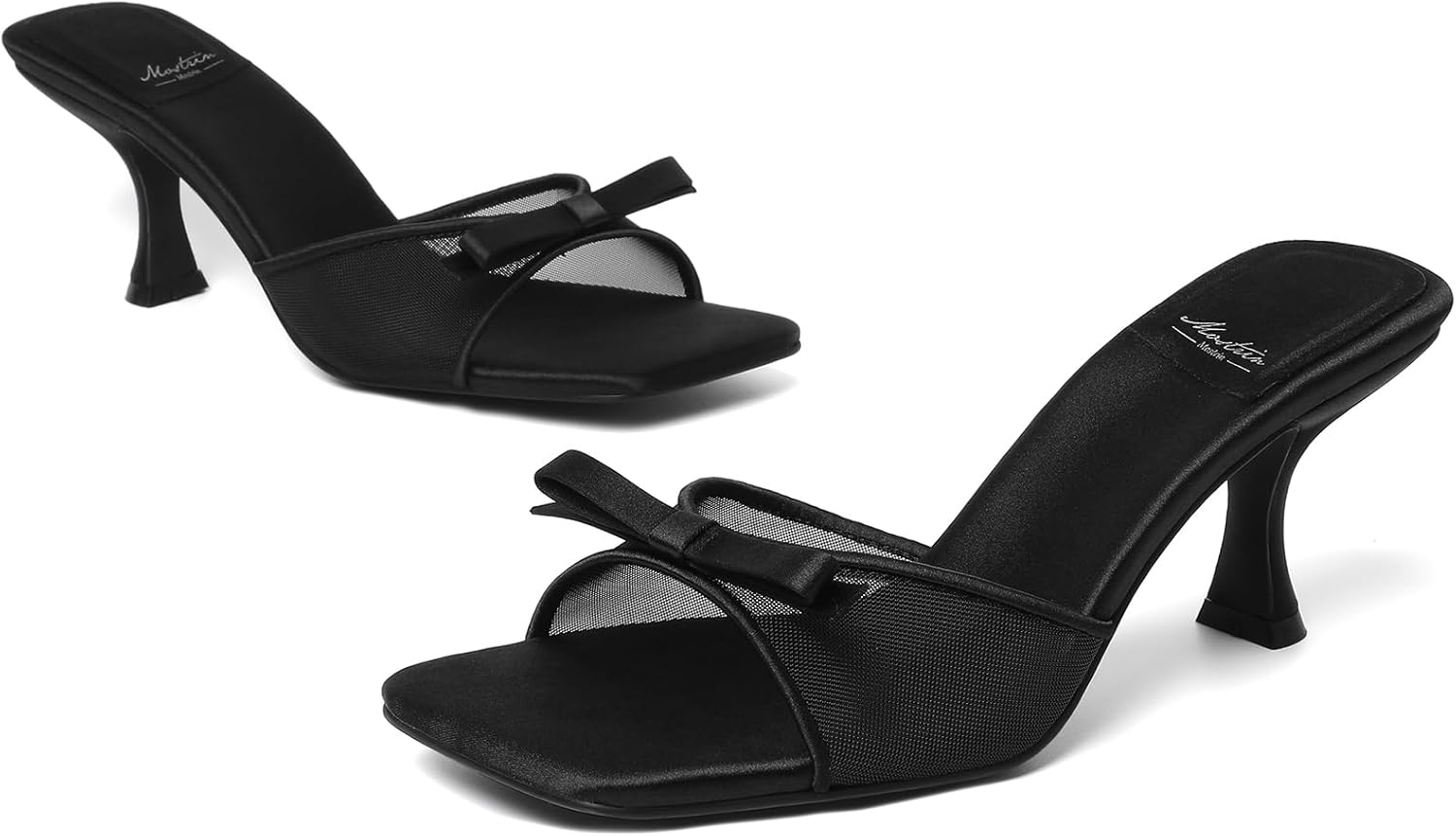 Mostrin Kitten Heels for Women Round Toe Heels With Bow Vintage Mules Sexy Slip on Stiletto Backless Sandals for Party Daily - Image 5