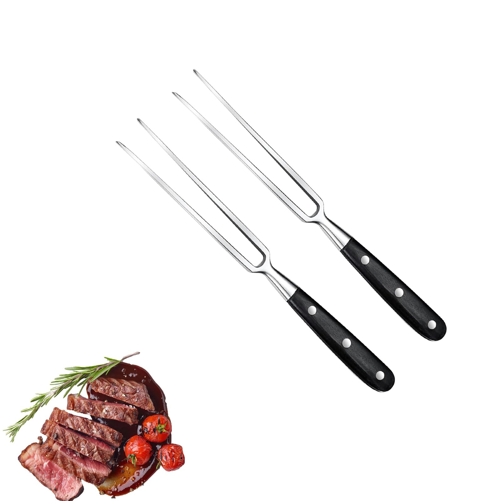 Shirene Meat Forks,2 PCS Carving Forks,Stainless Steel Serving Fork with Plastic Handle,Barbecue Cooking Meat Fork for Barbecue Turkey Dinner Cooking,Dinner Party & Festival